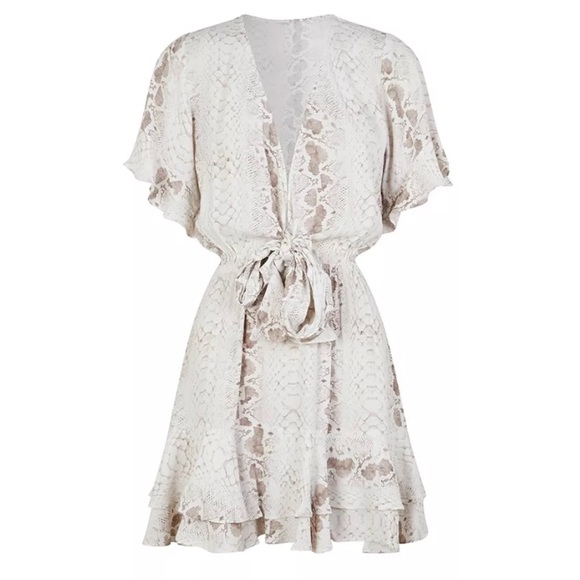 Boho Snake Ruffled Hem Mini Dress - Picture 3 of 4